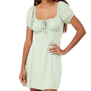 LA Hearts Mini Dress Ruched Light Green White Floral Women's Small NEW NO TAGS